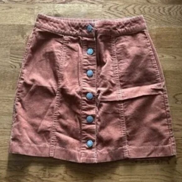 Miss Selfridge Corduroy Skirt High Rise Waist Mini Button Front Burnt Orange 2 - Picture 1 of 3